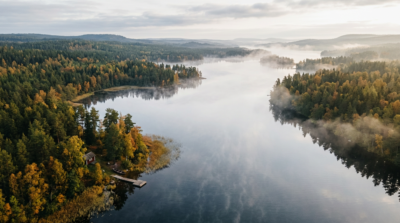 Svensk sjö med skog
